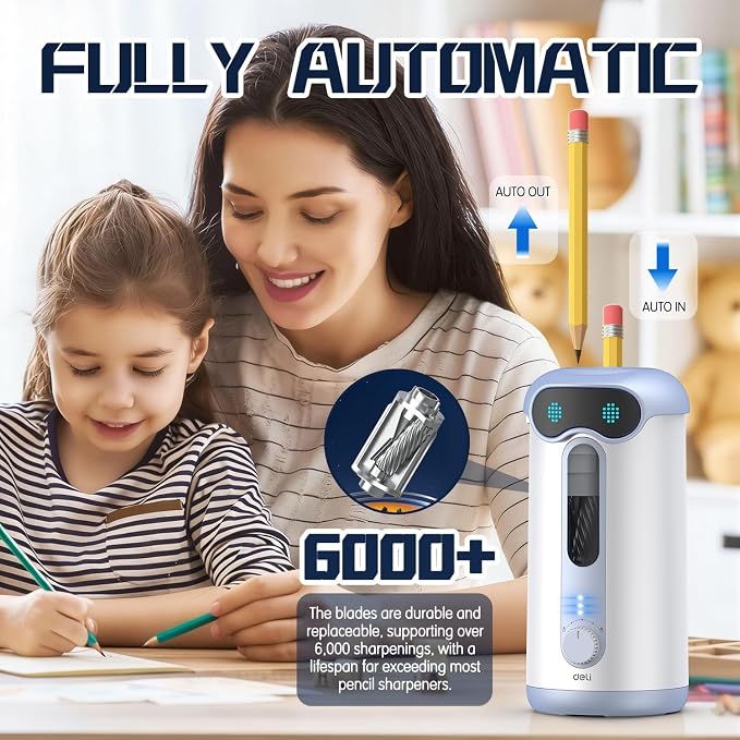 deli Electric Pencil Sharpener, Fully Automatic Pencil Sharpener - Image 2