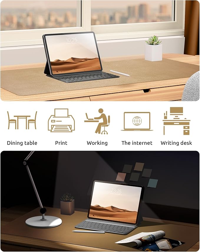 YSAGi Leather Desk Protector, Office Mat, Large Mouse Mat, Non-Slip PU Leather Blotter, Laptop Desk Pad, Waterproof Writing Pad for Office and Home (Bronze, 23.6" x 13.8")-DeskLoop Office