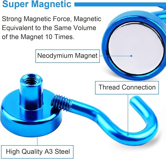 DIYMAG Magnetic Hooks, 30Lbs Strong Heavy Duty Cruise Magnet S-Hooks - Image 2