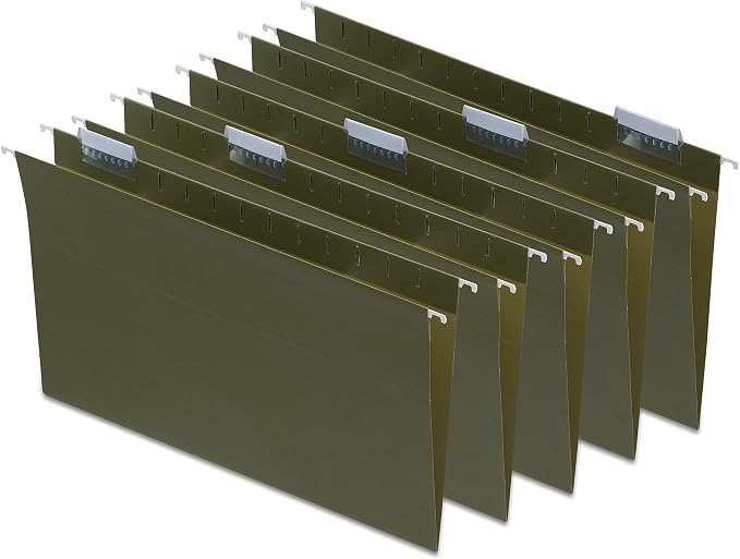 Staples Reinforced Hanging File Folders, Legal Size, Standard Green, Durable by Staples
