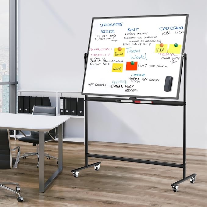 olling Whiteboard/w Height Adjustable, Mifuro 48 x 36 Large Portable Dry Erase - Image 2