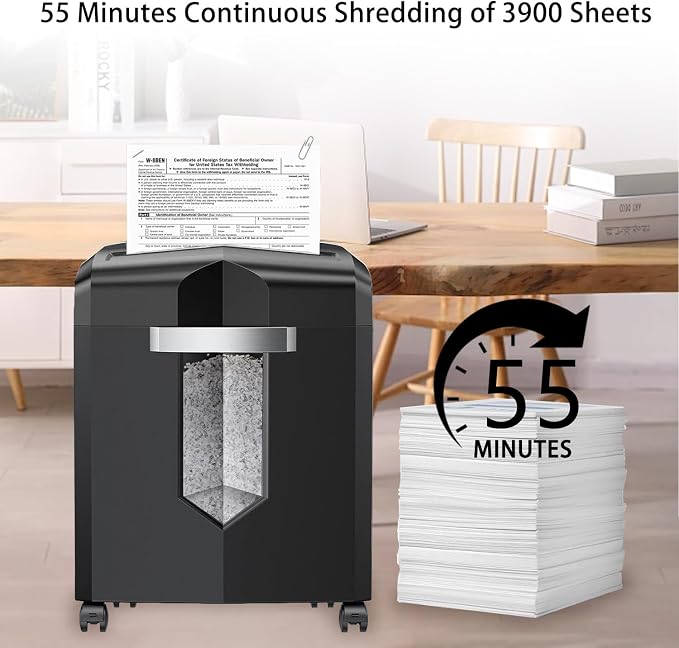 Bonsaii 12-Sheet P-4 Micro-Cut Shredder, 55-Min Continuous Use, Shreds Paper - Image 4