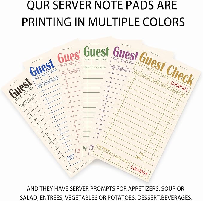ZPARIK Guest Checks Books for Servers, Server Note Pads, 6 Pack, Natural Color - Image 5