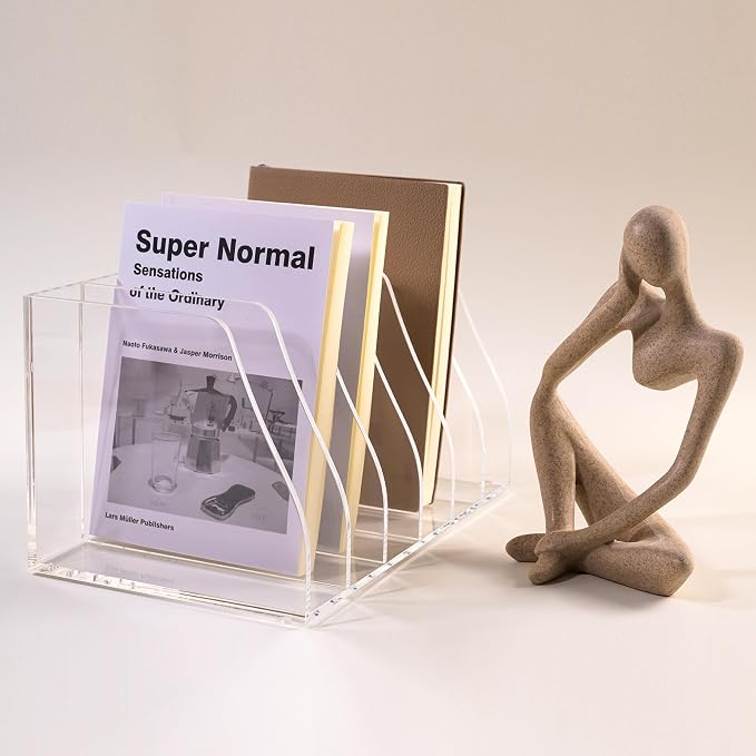 Acrylic Magazine File Holder, 6 Vertical Compartments Desk Document Sorter - Image 7