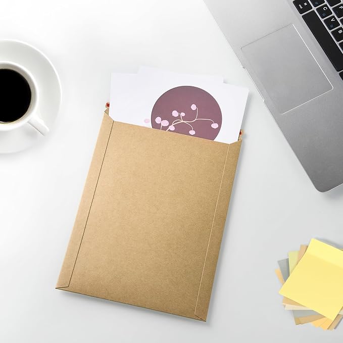 zmybcpack 50 Pack 7x9 inch Kraft Rigid Mailer Self Seal Photo Document Mailers - Image 4