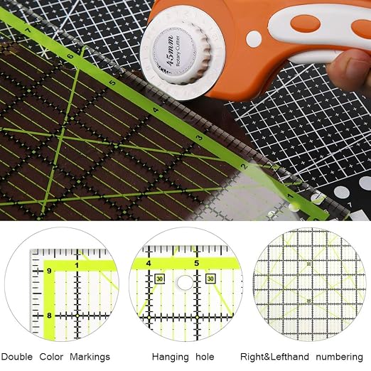 UOOU Quilting Ruler, Square Quilting Rulers Fabric Cutting Ruler Acrylic - Image 5