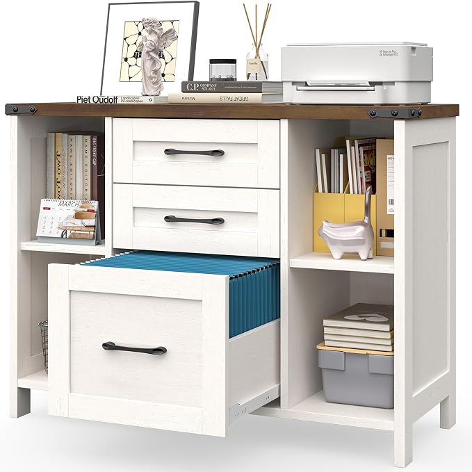 Vabches File Cabinet with 3 Drawers, Farmhouse Lateral File Cabinet Fits Files - Image 8