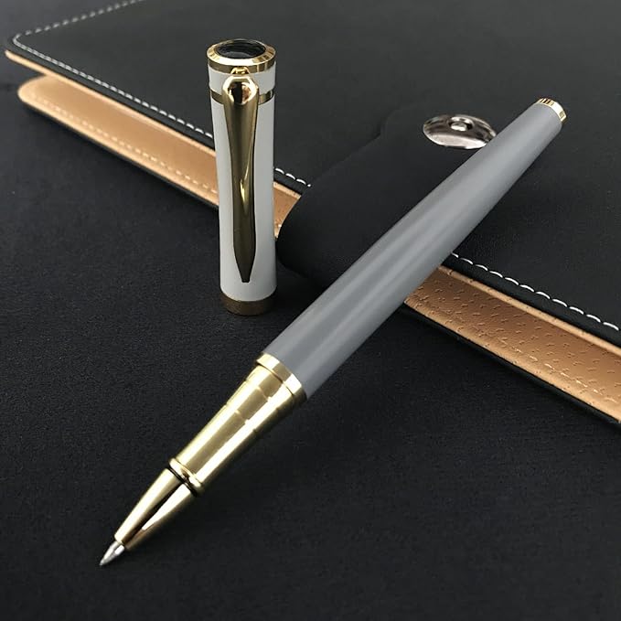 HSK Luxury Ballpoint Pens gift Pen Black Refill Line width 0.5mm,Best Ball Pen Gift Set for Men & Women Professional Executive,Office,Nice Pens Classy Gift Box (Grey)-DeskLoop Office