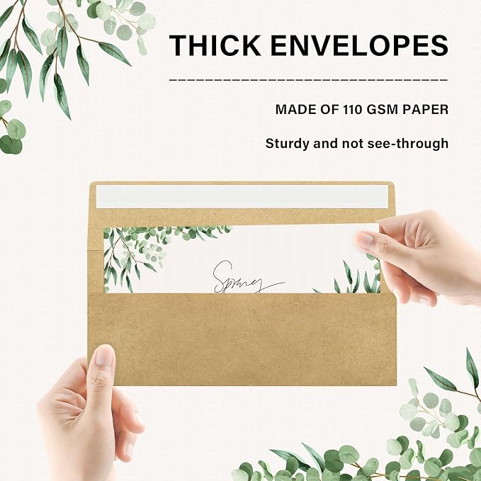 50 Pack #10 Business Envelopes, Self Seal Standard Kraft Envelopes - Image 3