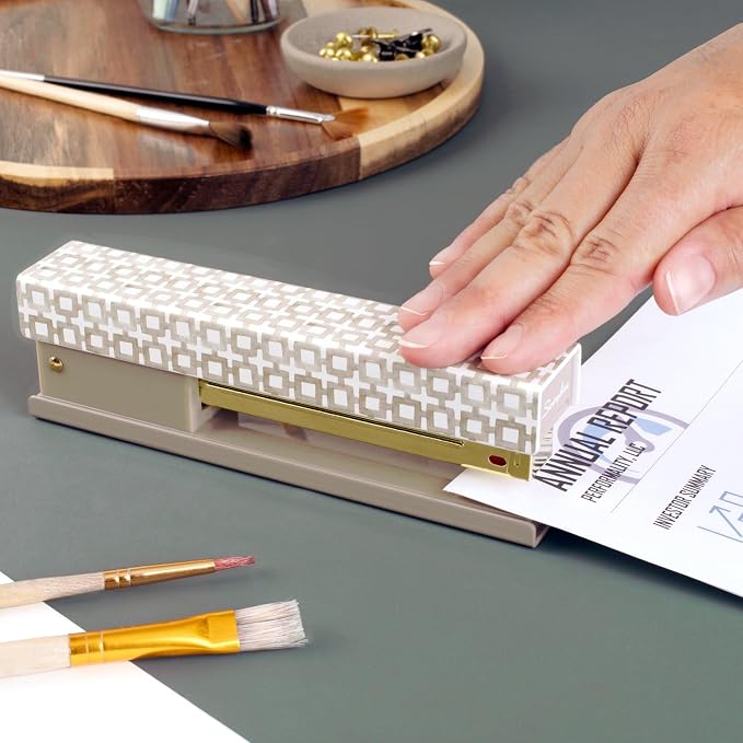 Swingline Stapler by Leah Bisch, 20 Sheet Capacity, Full Strip, Tan Tiles - Image 5