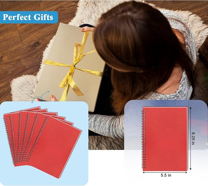 GINMLYDA Red Small Spiral Notebook 6Pack, 120 Lined Pages 8.25x5.50 Inches - Image 7