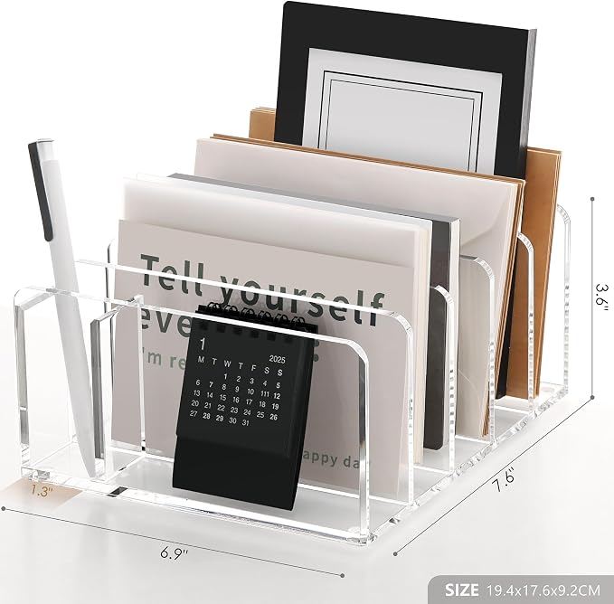 SANRUI Acrylic Mail Sorter Desktop Organizer - Image 2