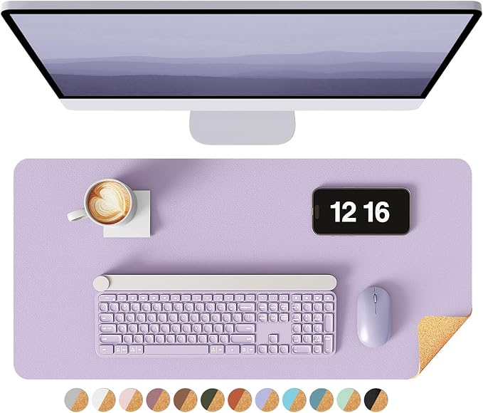 YSAGi Double-Sided Desk Pad, 23.6"x13.7"Leather Desk Mat, Eco Cork Desk Pad by YSAGi