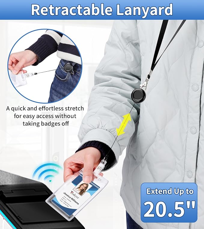 Teskyer Retractable Lanyards for ID Badges, 3 Pack | Durable Nylon Lanyard - Image 3