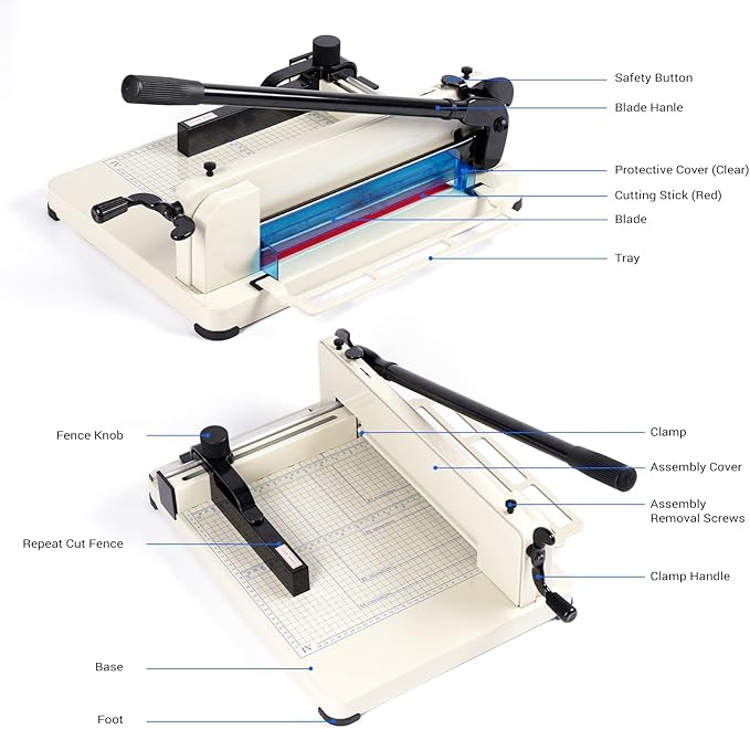 Heavy Duty Paper Cutter,12 inch Guillotine Paper Cutter,Guillotine Paper Cutters and Trimmers Cards Leather with Metal Base for Office Home School (White, a4)-DeskLoop Office