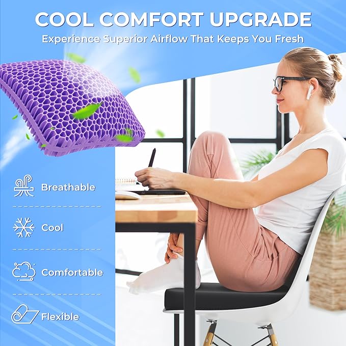 TushGuard Gel Seat Cushion for Long Sitting, Enlarged & Thickened Patent Design - Image 2