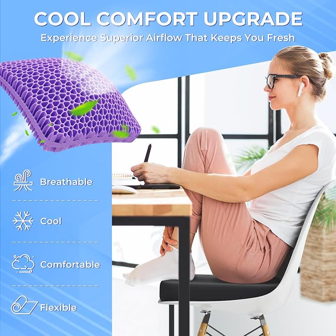 TushGuard Gel Seat Cushion for Long Sitting, Enlarged & Thickened Patent Design - Image 2
