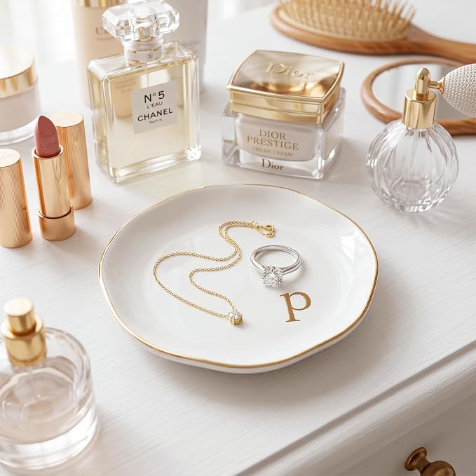 Ceramic Jewelry Tray, Personalized Initial Jewelry Dish - Image 4