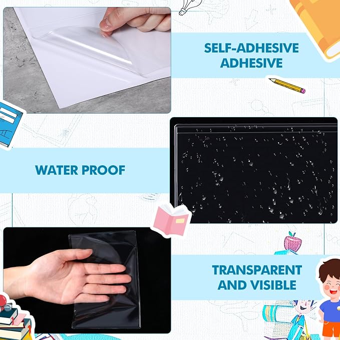 Outus Self Adhesive Shop Ticket Holders Clear Plastic Sleeves Adhesive Pockets - Image 5
