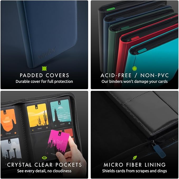 Vault X 4 Pocket Zip Binder, 160 Cards, Exo-Tec Material, 20 Side-Loading Pages - Image 6