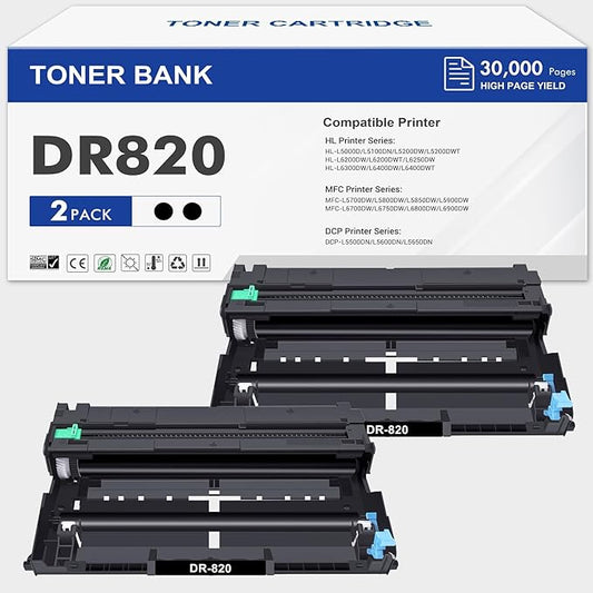 DR820 Drum Unit DR-820 DR 820 HL-L6200DW Compatible Replacement for Brother DR820 for HL-L6200DW HLL6200DW L6200DW MFC-L5850DW MFC-L5900DW MFC-L5700DW HL-L5200DW L5200DWT Printer Drum Unit 2PK-DeskLoop Office