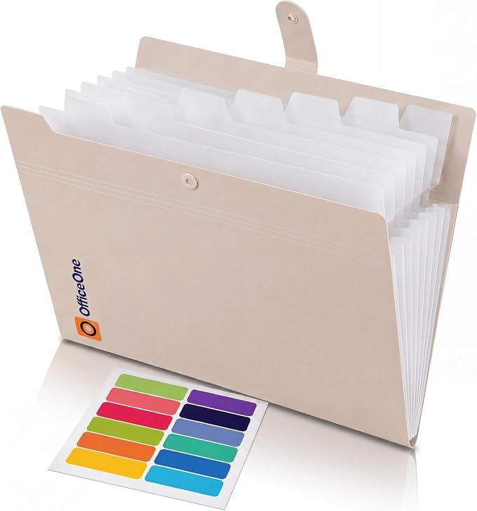 OfficeOne 8-Pocket Expanding File Folder, A4 Letter Size Accordion Document by OfficeOne