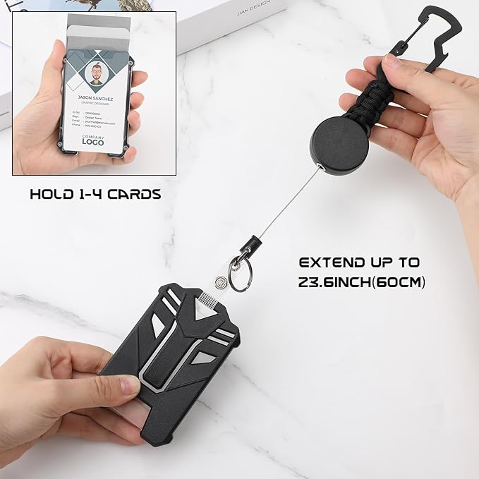 2 Set Retractable Badge Holders Heavy Duty Badge Reel Retractable Keychain - Image 7