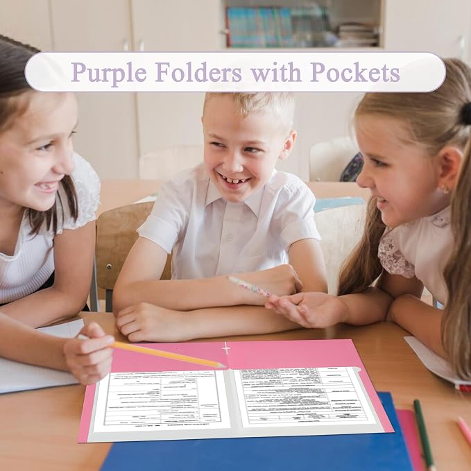 Zzrywuty File folders with Pockets, 100 Pack Paper Folders with Card Slot - Image 3