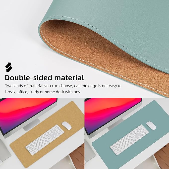 Leather Desk pad Protector, 47 * 17in Large Desk mat - Image 4