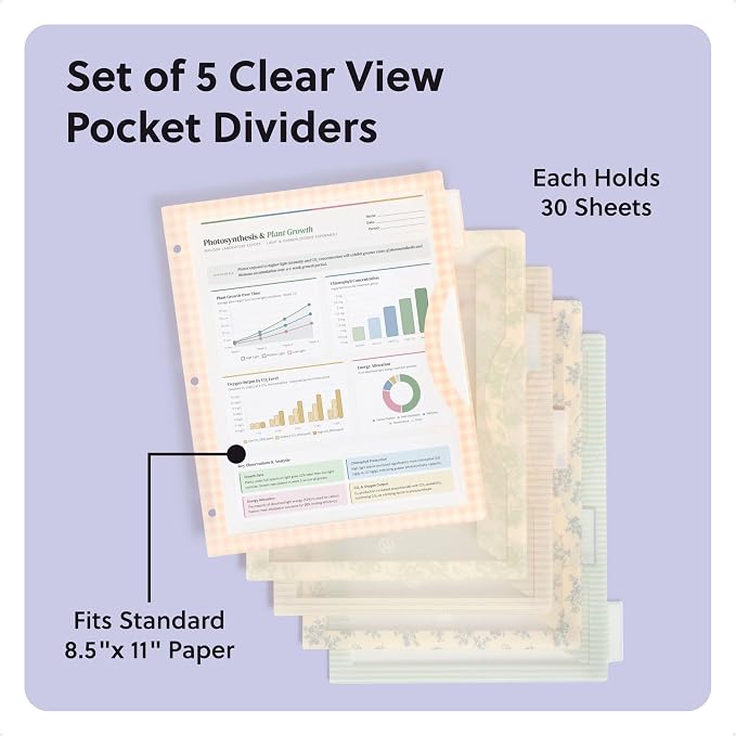U Brands 5 Tab Clear View Binder Dividers - Image 2