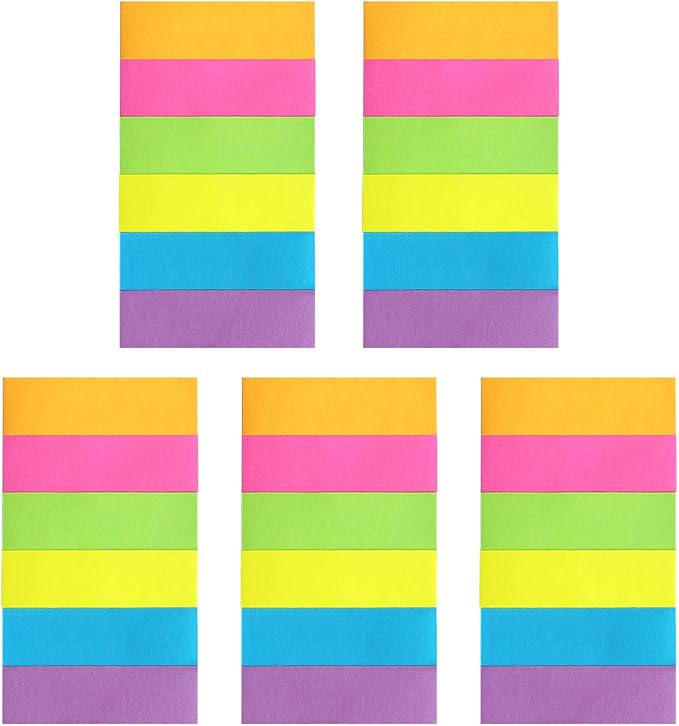 30 Pads 0.6x2 Inch Sticky Notes Flags Tabs Page Markers 6 Bright Color Sticky - Image 3