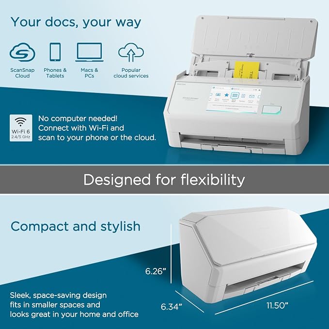 ScanSnap iX2500 Wireless or USB High-Speed Cloud Enabled Document, Photo & - Image 3