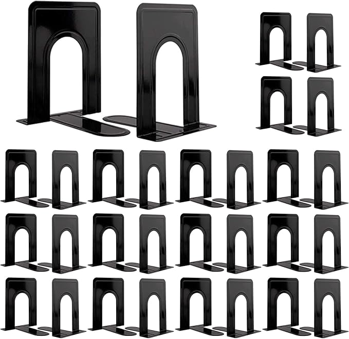 30 Pcs Metal Book Ends for Shelves, Heavy Duty Bookends for Office Home Kitchen by Aellabus