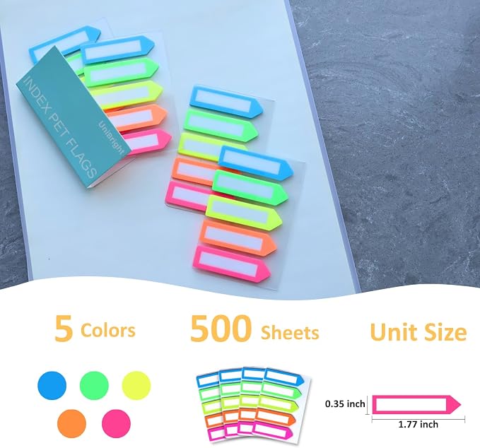 500 pcs Sticky Tabs for Books & Notebooks, Transparent Writable Page Markers - Image 2