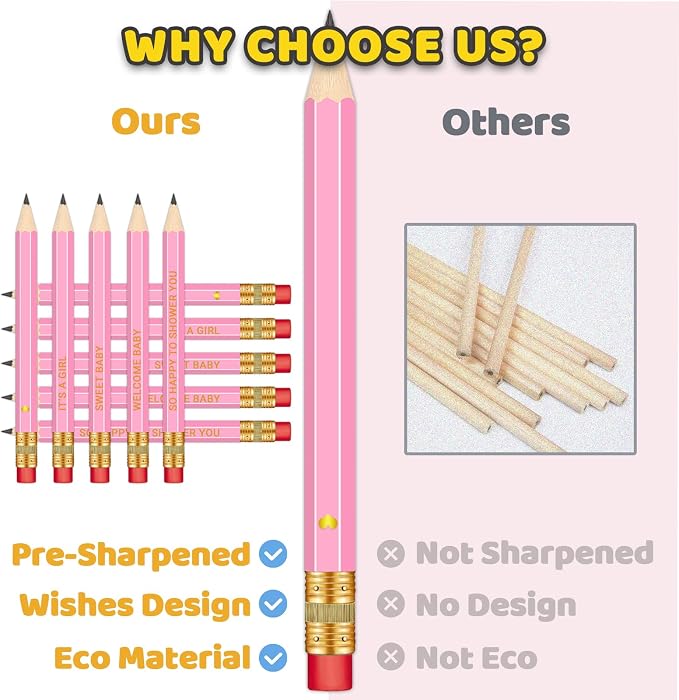 50Pcs - Baby Shower Sharpened Half Pencils - Image 2