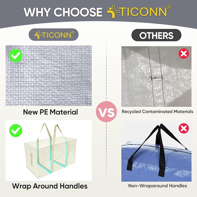 TICONN 4 Pack Extra Large Moving Bags Heavy Duty - Image 4