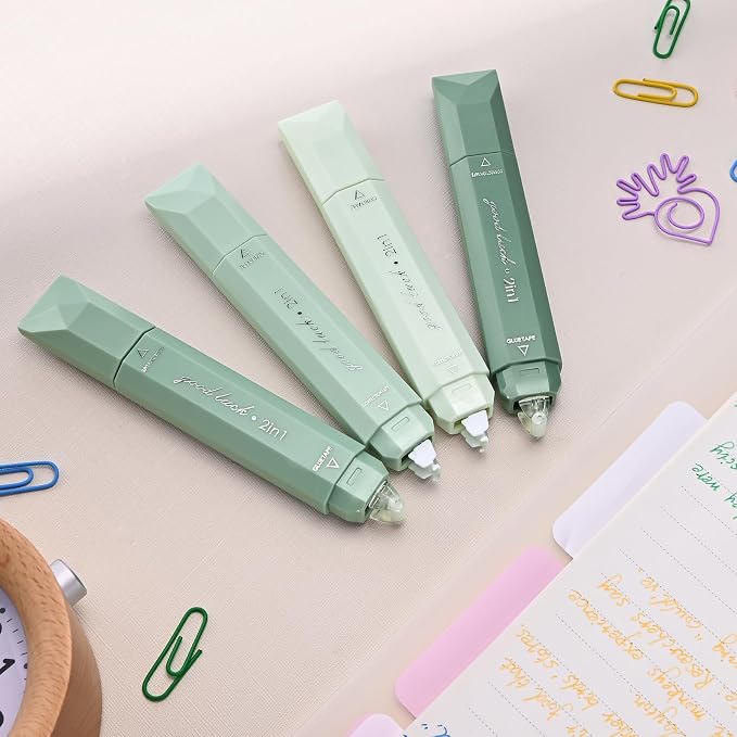Temiary 4 Pcs 2 in 1 White Correction Tape and Double Sided Roller Set - Image 6