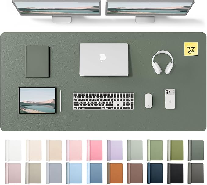 YSAGi Leather Desk Pad Protector, Office Desk Mat, Large Mouse Pad, Non-Slip PU by YSAGi