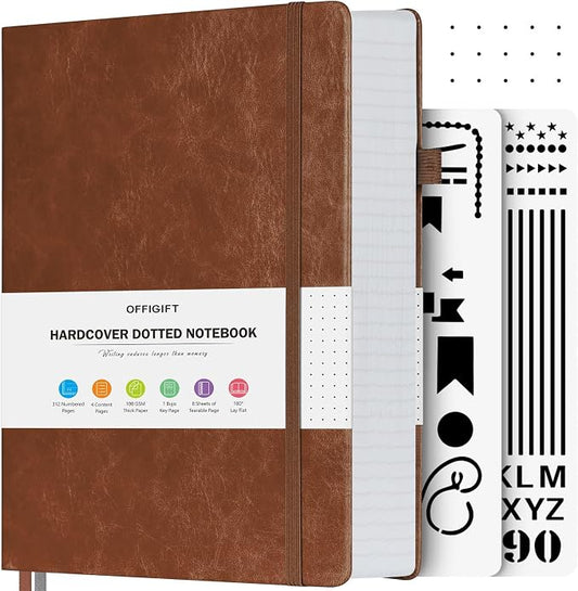 OFFIGIFT Bullet Dotted Journal Notebook, 312 Numbered Pages A5 Hardcover Dotted by OFFIGIFT