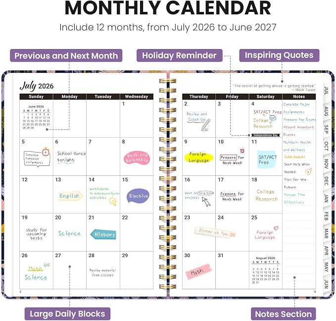 Planner 2026-2027, Hardcover Monthly and Weekly Academic Planner July 2026 - Image 2