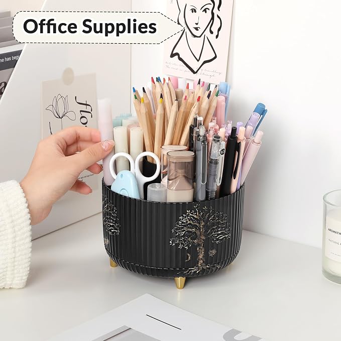 SKYDUE 360 Degree Rotating Desk Organizer, Dual-Purpose Pencil Pen Holder - Image 3