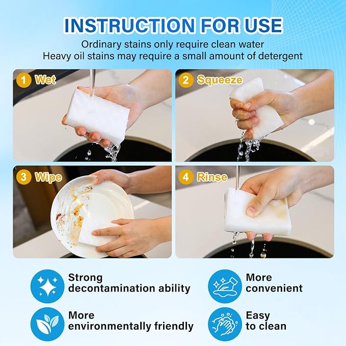 Magic Sponges Cleaning Eraser, 30 Pack 2X Density Stronger Melamine Sponge Foam - Image 4