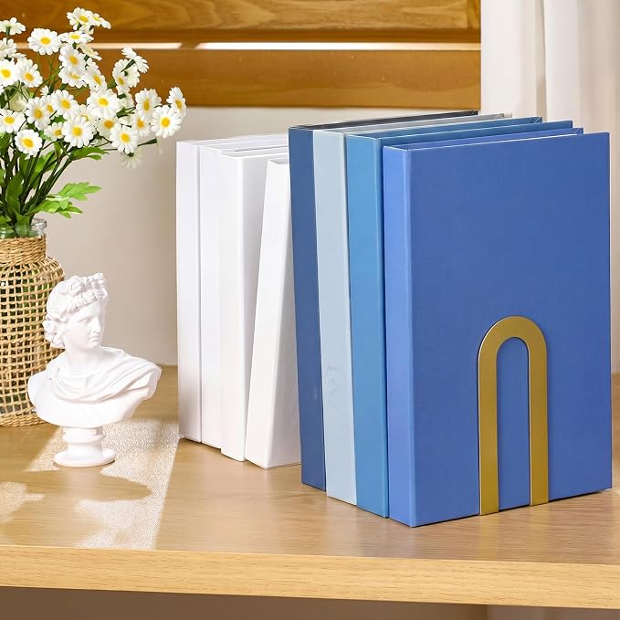 Chunful 24 Pcs Gold Modern Metal Book Ends - Image 5