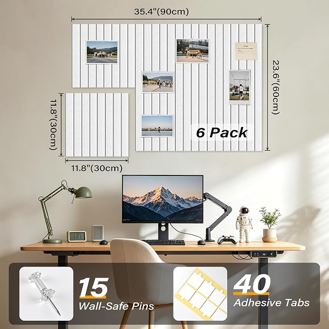 Large Felt Bulletin Board，36" x 24" 6 Pack Cork Board Alternative - Image 3