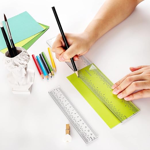 2 PCS 6"/12" Clear Acrylic Ruler Zero-Centering Ruler - Image 9