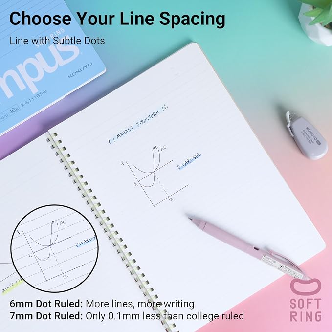 KOKUYO Spiral Lined Notebook, 5 Pack 10'' x 7'' Pastel Journal B5 Campus Soft - Image 5