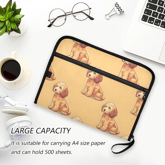 Expanding File Folder Poodle Dog Yellow Accordion File Organizer 13 Pockets - Image 5