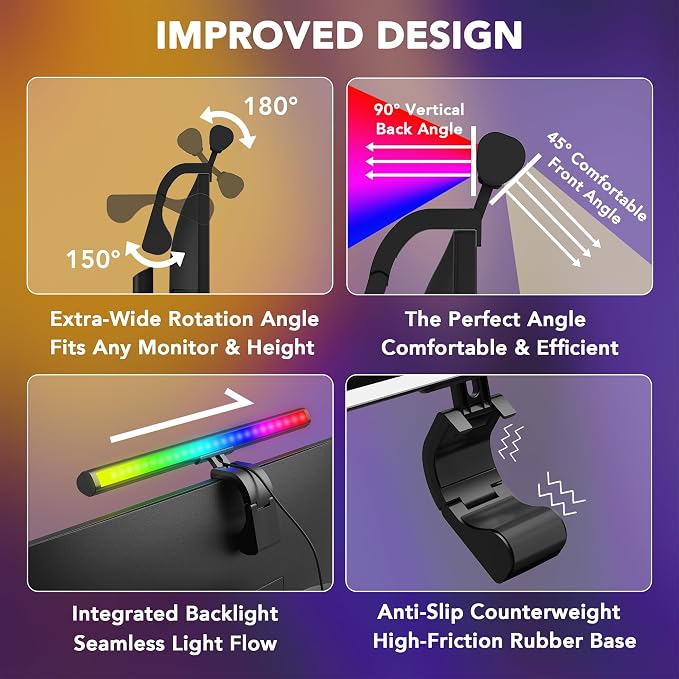 Smart Monitor Light Bar with RGB Backlight, Software-Controlled Display Color & - Image 8