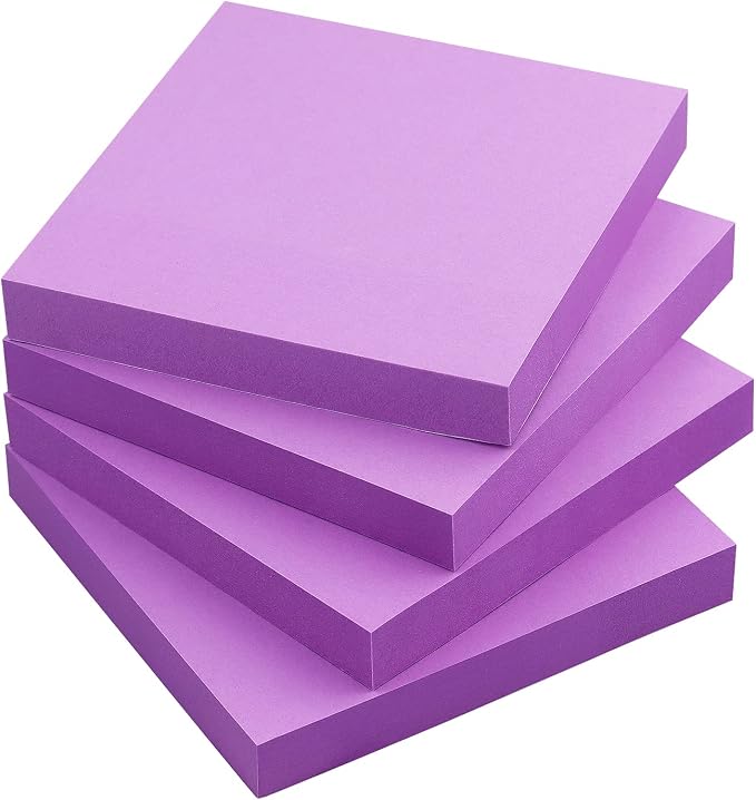 Sticky Notes 3x3 Self-Stick Notes Bright Colors Sticky Notes 4 Pads 100 by EasternWolf