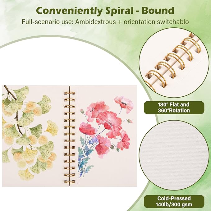 3-Packs Watercolor Paper Pad 3.5x5.5 Inch | 30 Sheets 140lb/300g, Spiral-Bound - Image 4